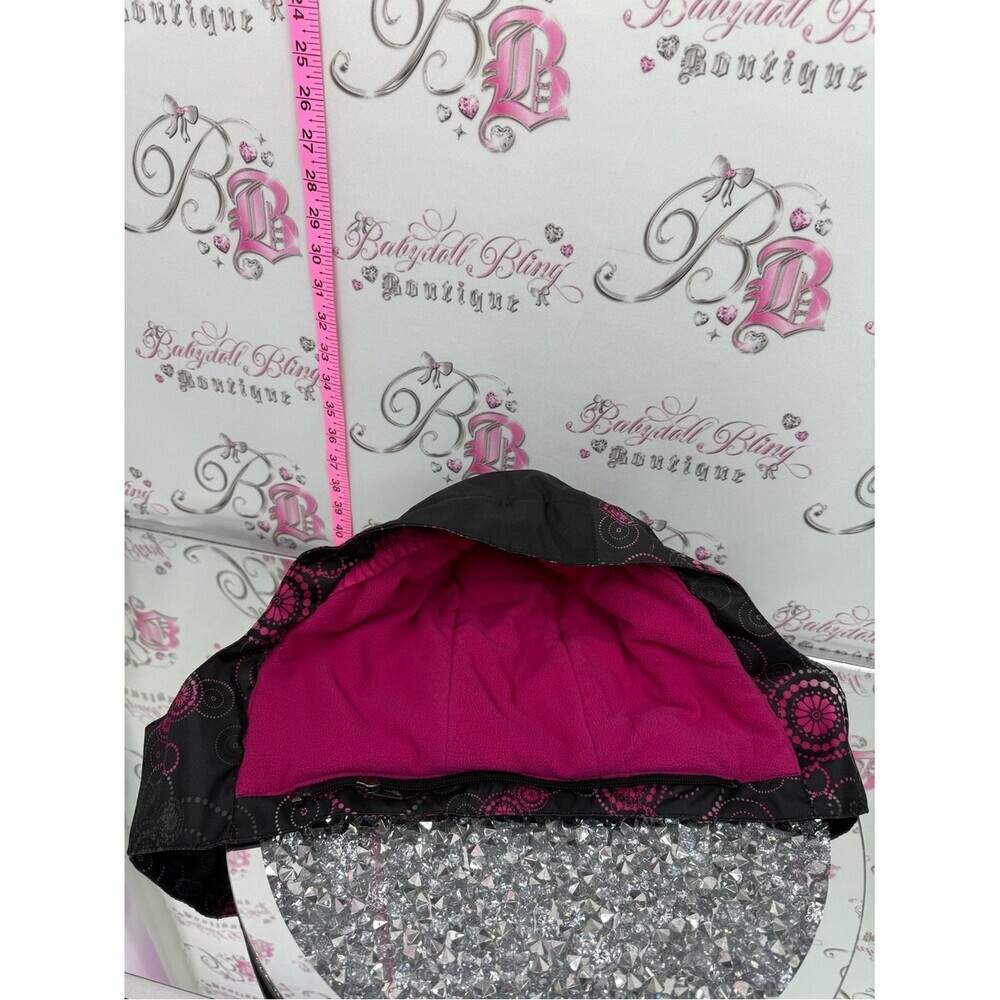 Hood for coat Black & Pink Hooded Jacket with Floral Accent